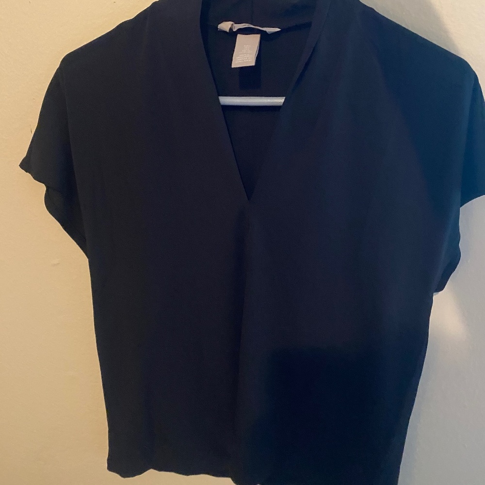H&M Women’s Black Blouse (Small) Work Blouse Silky T Shirt